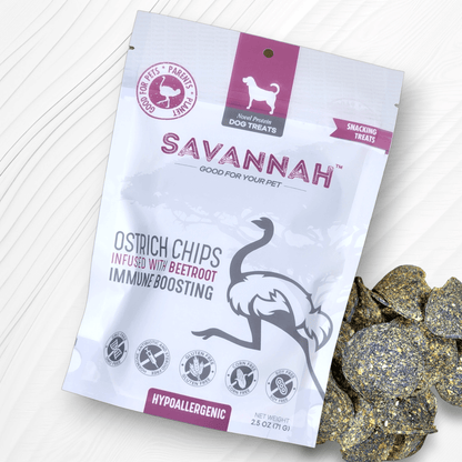 Ostrich Chips with Beetroot (2.5oz): The Flavorful, Immune System Supporting Treat for Dogs - Doot's Pet LLC Collars For A Cause