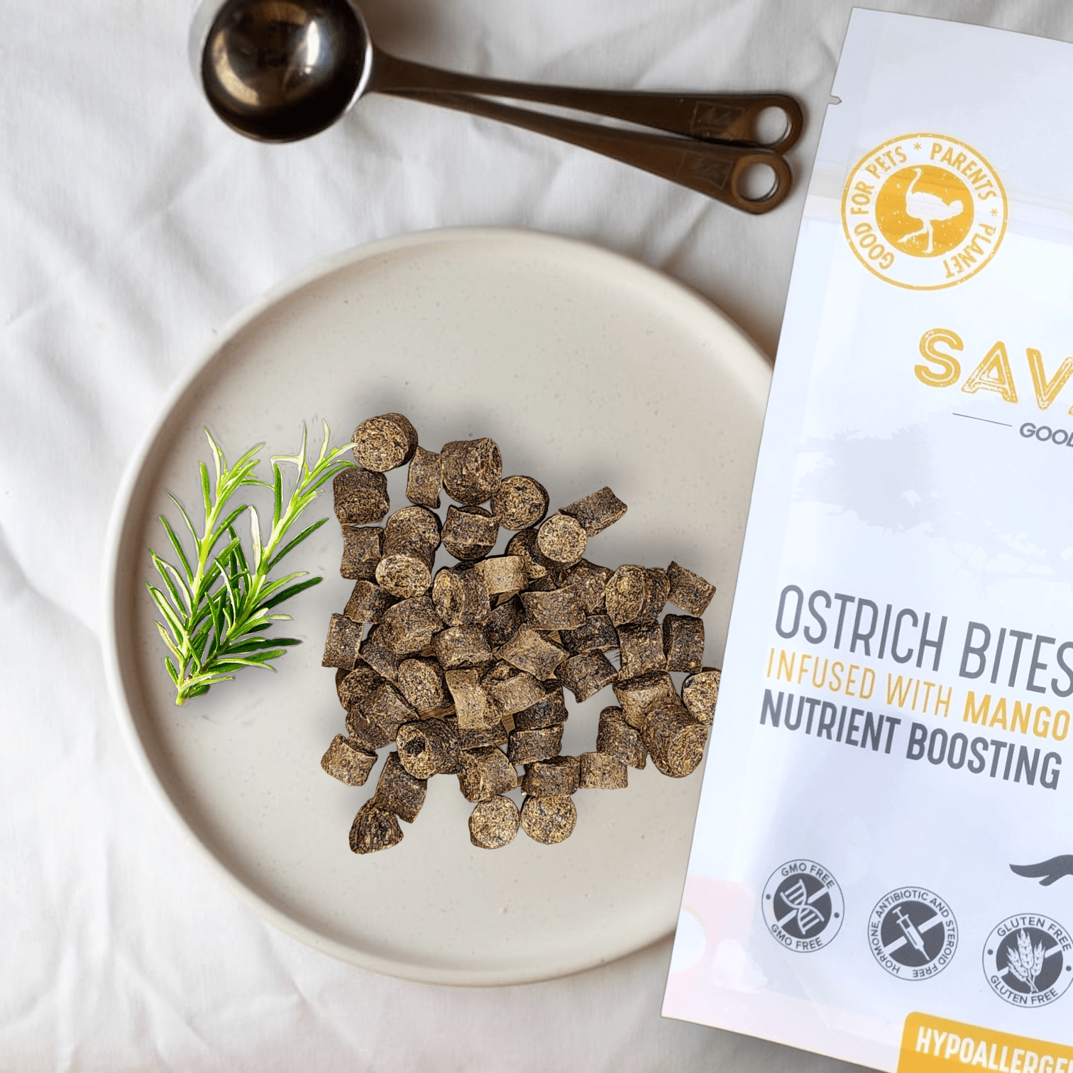 Ostrich Bites with Mango (3oz): The Tropical, Nutrient-Rich Treat for Dogs - Doot's Pet LLC Collars For A Cause
