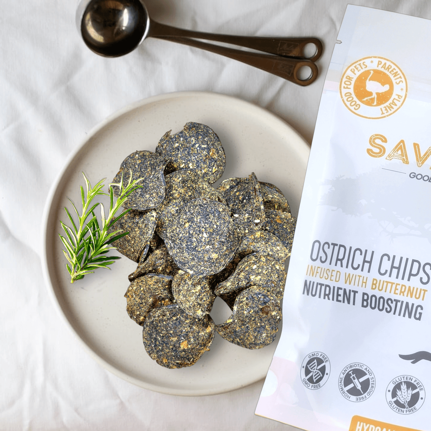 Ostrich Chips with Butternut (2.5oz): The Flavorful, Hypoallergenic Treat for Dogs with Sensitive Stomachs - Doot's Pet LLC Collars For A Cause