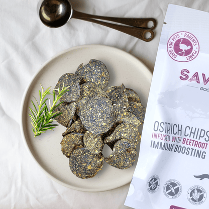 Ostrich Chips with Beetroot (2.5oz): The Flavorful, Immune System Supporting Treat for Dogs - Doot's Pet LLC Collars For A Cause