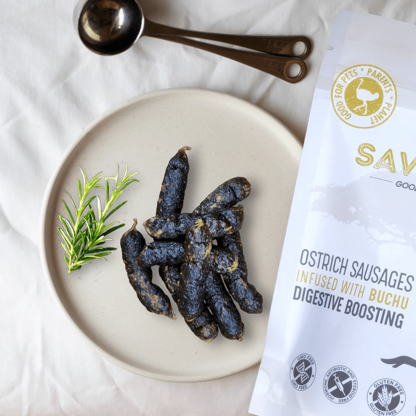 Ostrich Sausages with Buchu (3oz): The Delicious, Digestive-Supporting Treat for Dogs - Doot's Pet LLC Collars For A Cause