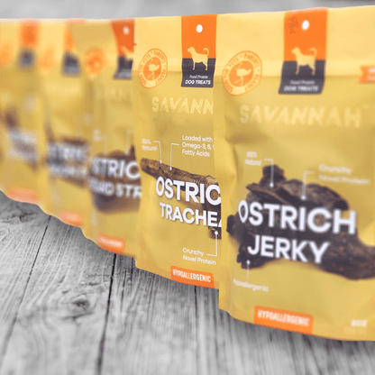 Crunchy Ostrich Trachea Whole. Light-weight, Natural Dog Chew Treat by Savannah Pet Food - Doot's Pet LLC Collars For A Cause