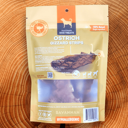 Chewy Ostrich Gizzard Strips: The Protein & Omega-3 Rich, Natural Dog Chew Treat - Doot's Pet LLC Collars For A Cause