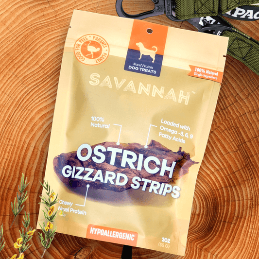 Chewy Ostrich Gizzard Strips: The Protein & Omega-3 Rich, Natural Dog Chew Treat - Doot's Pet LLC Collars For A Cause