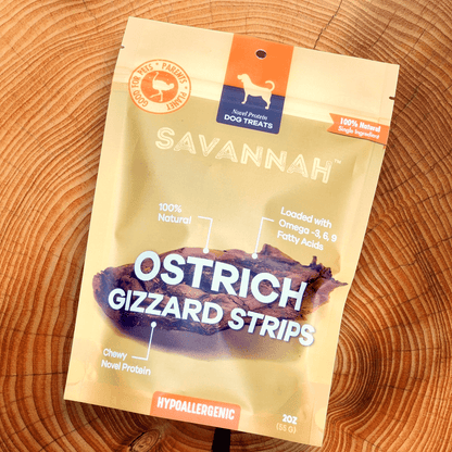 Chewy Ostrich Gizzard Strips: The Protein & Omega-3 Rich, Natural Dog Chew Treat - Doot's Pet LLC Collars For A Cause