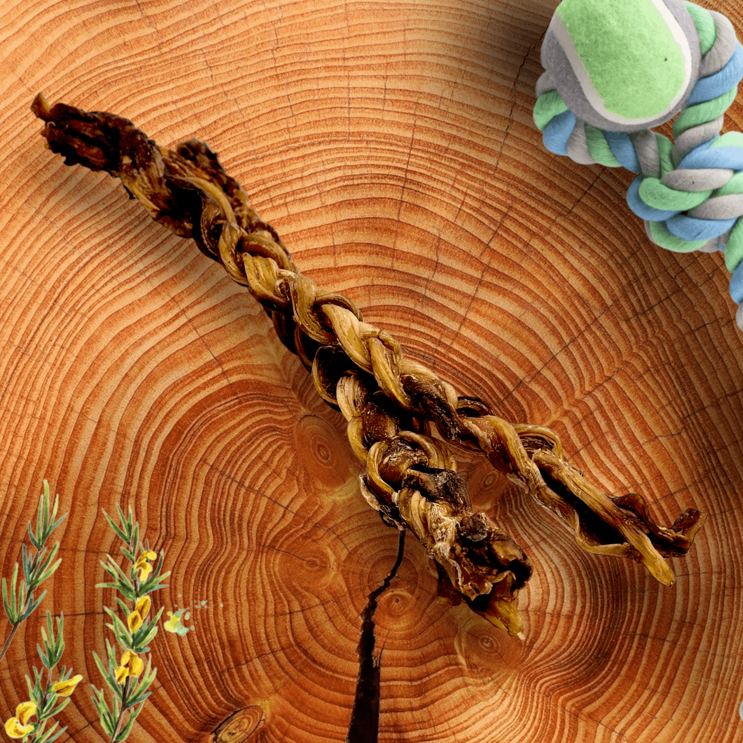 Ostrich Tendon Twister (16" x 2.5" x 1"): The Satisfying, All-Natural Chew for Dental Health & Joint Support - Doot's Pet LLC Collars For A Cause