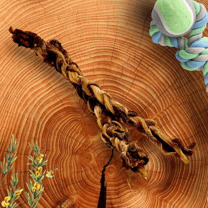 Ostrich Tendon Twister (16" x 2.5" x 1"): The Satisfying, All-Natural Chew for Dental Health & Joint Support - Doot's Pet LLC Collars For A Cause