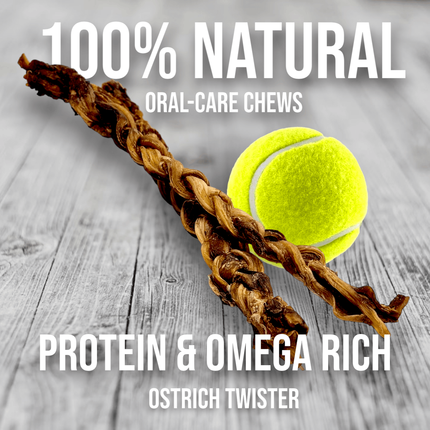 Ostrich Tendon Twister (16" x 2.5" x 1"): The Satisfying, All-Natural Chew for Dental Health & Joint Support - Doot's Pet LLC Collars For A Cause