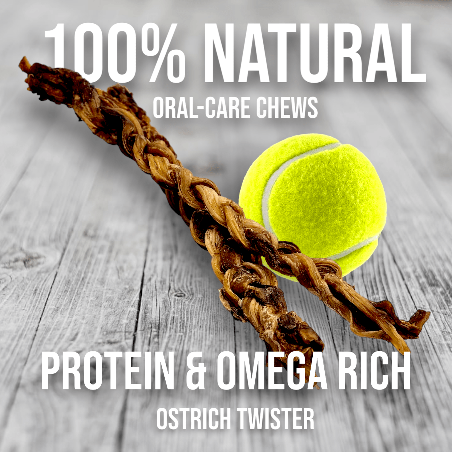 Ostrich Tendon Twister (16" x 2.5" x 1"): The Satisfying, All-Natural Chew for Dental Health & Joint Support - Doot's Pet LLC Collars For A Cause