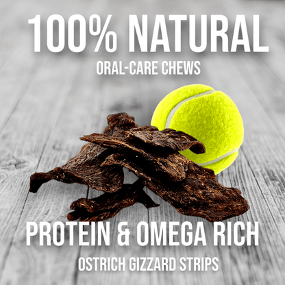 Chewy Ostrich Gizzard Strips: The Protein & Omega-3 Rich, Natural Dog Chew Treat - Doot's Pet LLC Collars For A Cause