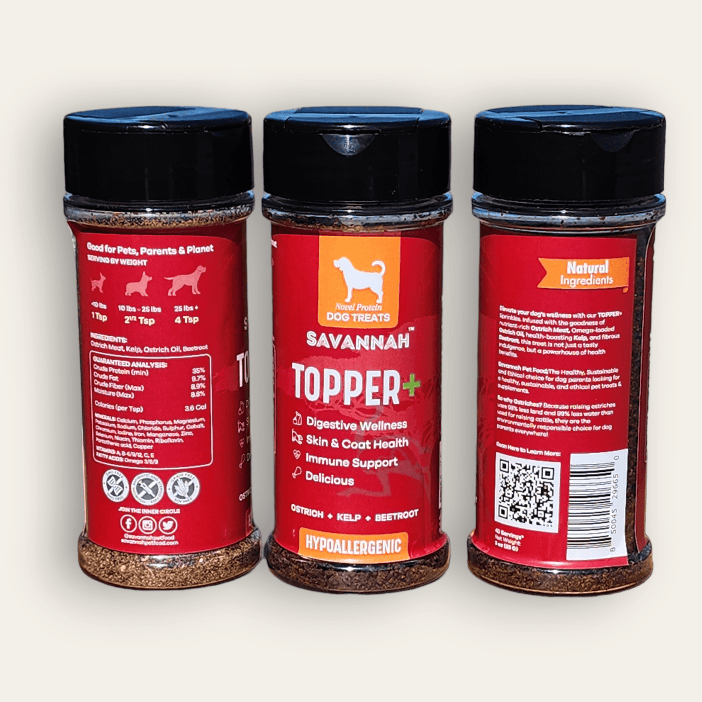 Topper Plus: Ostrich & Beetroot (3oz) – The Flavorful, Gut-Healthy Superfood Boost for Your Dog's Kibble - Doot's Pet LLC Collars For A Cause