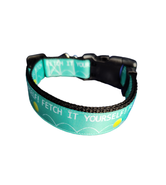 Fetch It Yourself! Black Nylon Dog Collar MD, LG, XL, Leash - Doot's Pet LLC Collars For A Cause