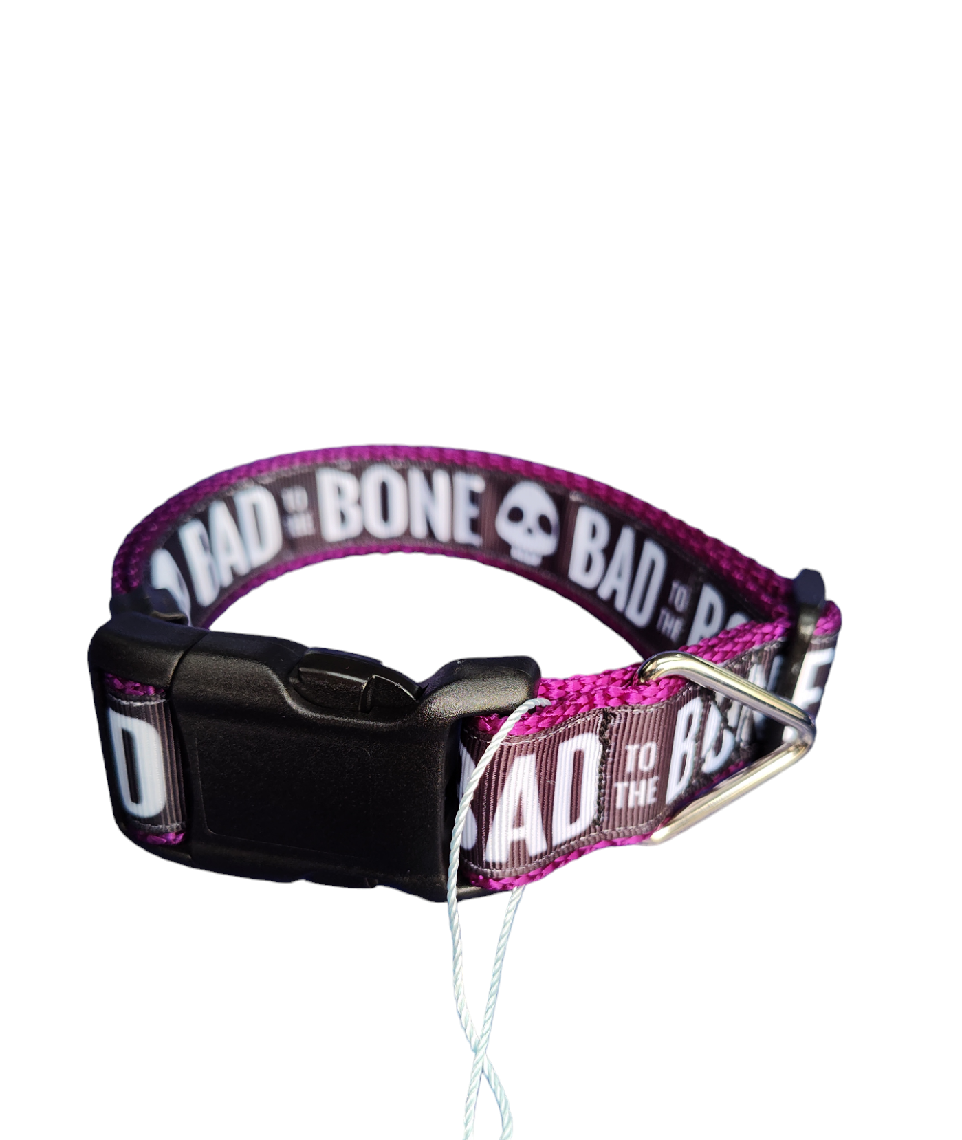 Bad To The Bone Purple Nylon Dog Collar MD, LG, XL, Leash - Doot's Pet LLC Collars For A Cause