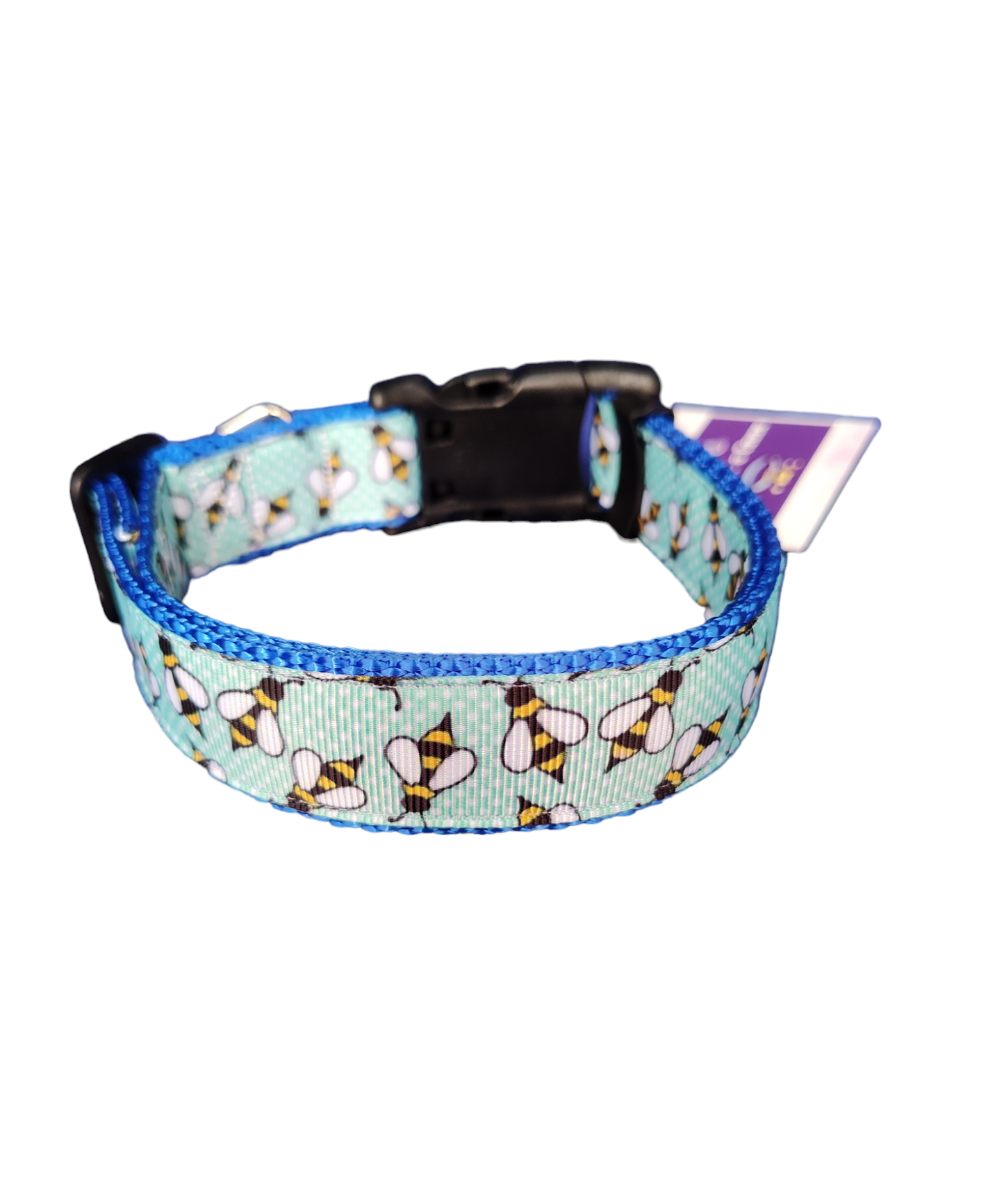 Blue Bees Blue Nylon Dog Collar MD, LG, XL, Leash - Doot's Pet LLC Collars For A Cause