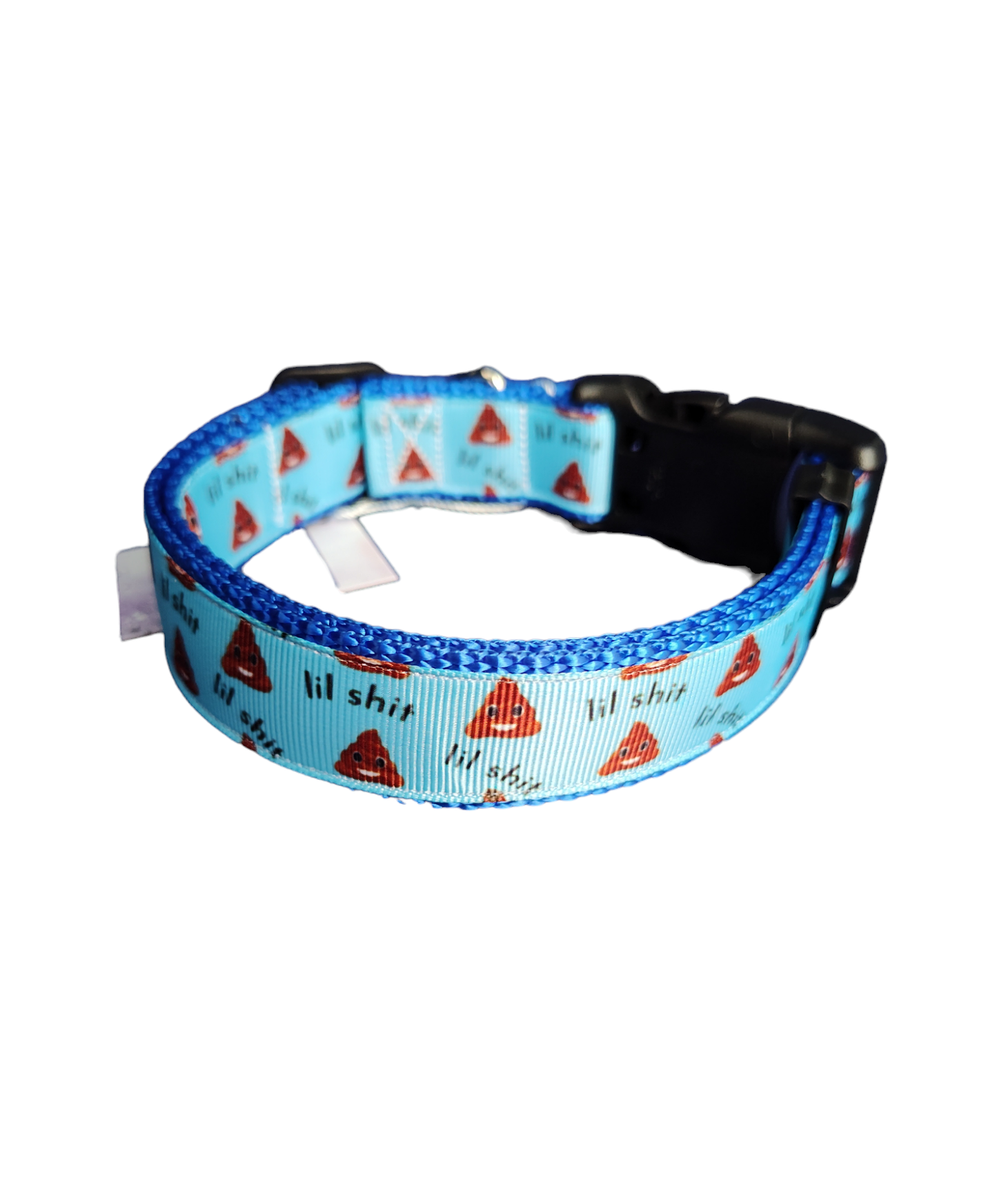 Blue Lil Shit Nylon Dog Collar MD, LG, XL, Leash - Doot's Pet LLC Collars For A Cause