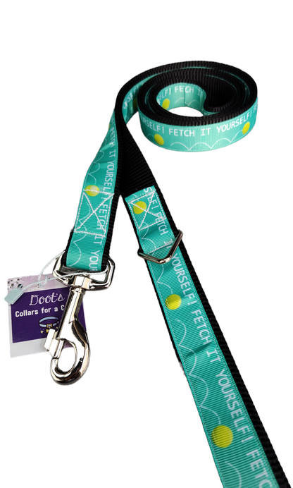 Fetch It Yourself! Black Nylon Dog Collar MD, LG, XL, Leash - Doot's Pet LLC Collars For A Cause