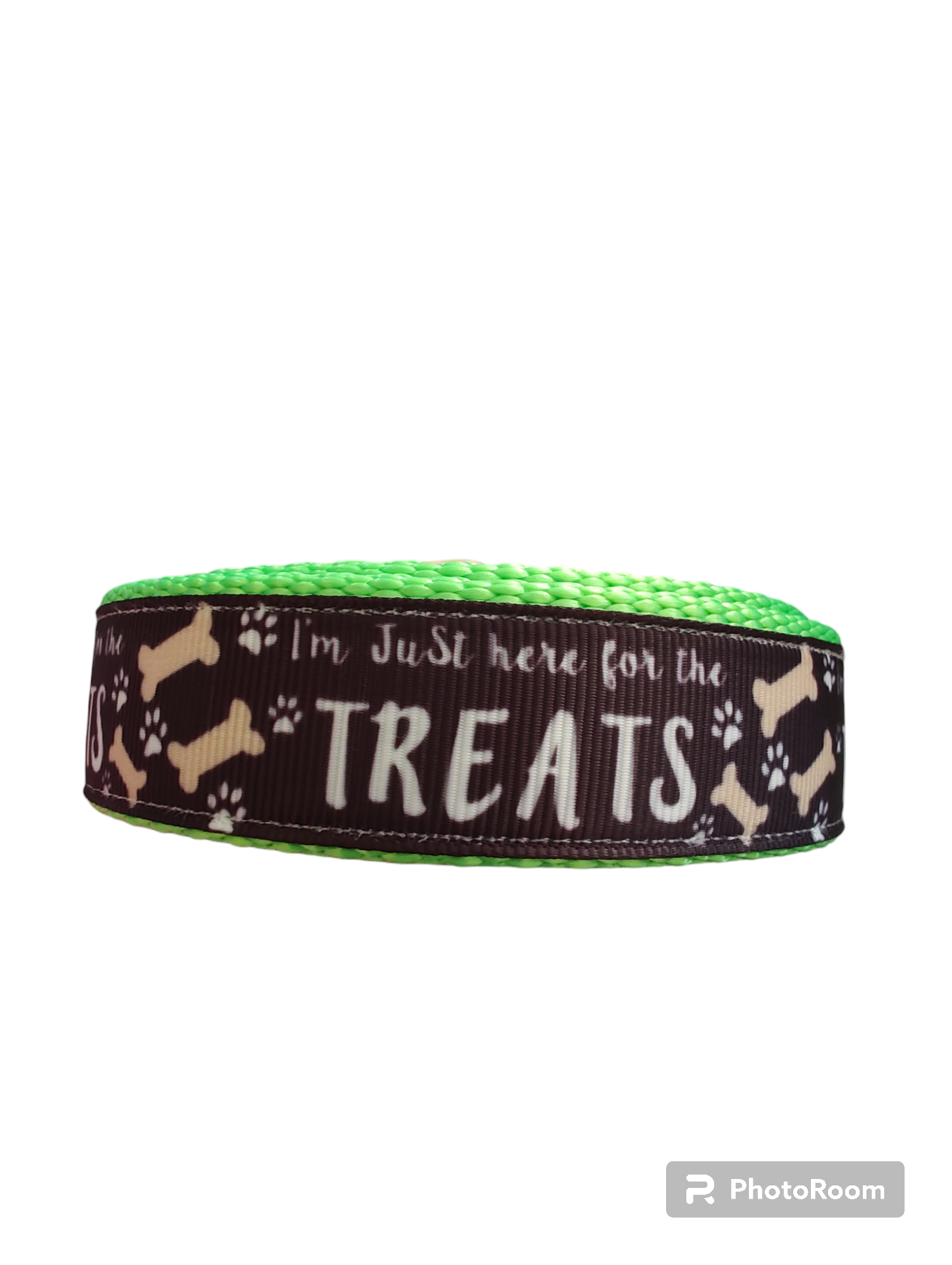 Here For The Treats Neon Green Nylon Dog Collar MD, LG, XL, Leash - Doot's Pet LLC Collars For A Cause