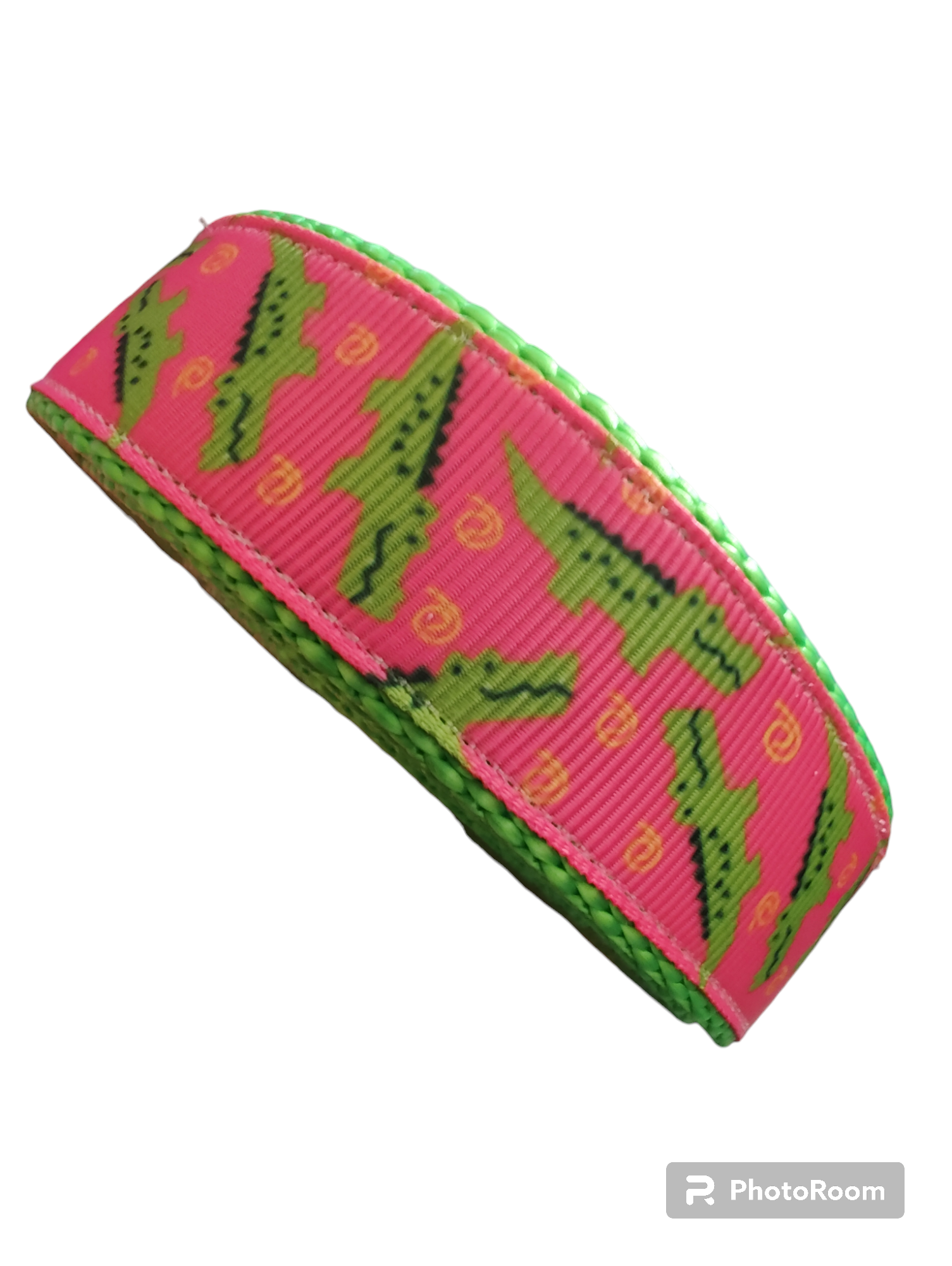 Pink Alligator Neon Green Nylon Dog Collar MD, LG, XL, Leash - Doot's Pet LLC Collars For A Cause
