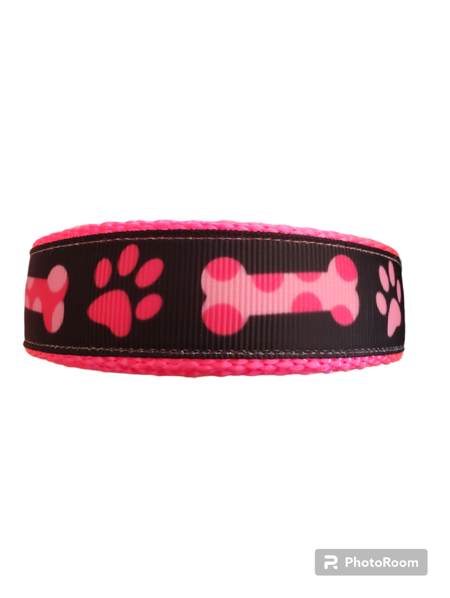 Bones and Paws Hot Pink Nylon Dog Collar MD, LG, XL, Leash - Doot's Pet LLC Collars For A Cause