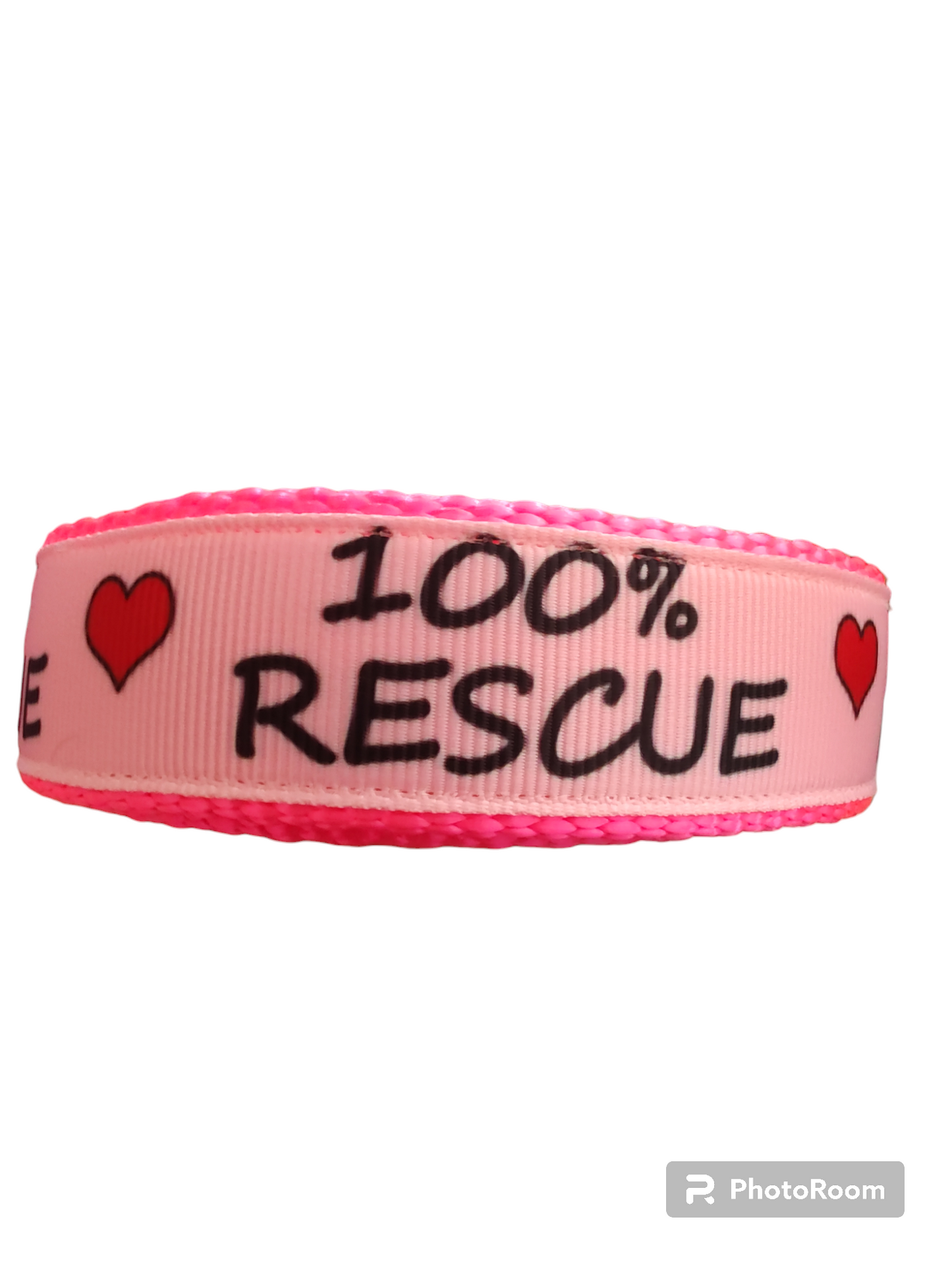 100% Rescue Hot Pink Nylon Dog Collar MD, LG, XL, Leash - Doot's Pet LLC Collars For A Cause