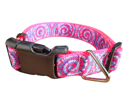 Tie Dye Hot Pink Nylon Dog Collar MD, LG, XL, Leash - Doot's Pet LLC Collars For A Cause