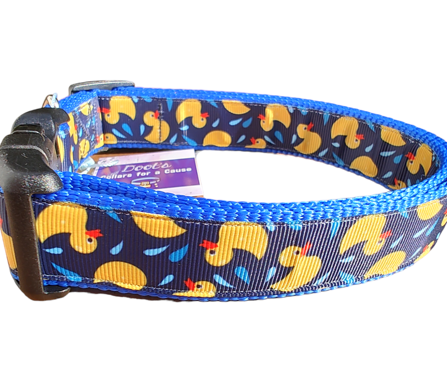 Rubber Duckies Blue Nylon Dog Collar MD, LG, XL, Leash - Doot's Pet LLC Collars For A Cause