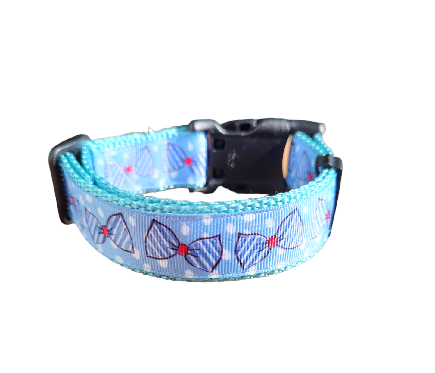 Blue Bow Ties Light Blue Nylon Dog Collar MD, LG, XL, Leash, Martingale - Doot's Pet LLC Collars For A Cause