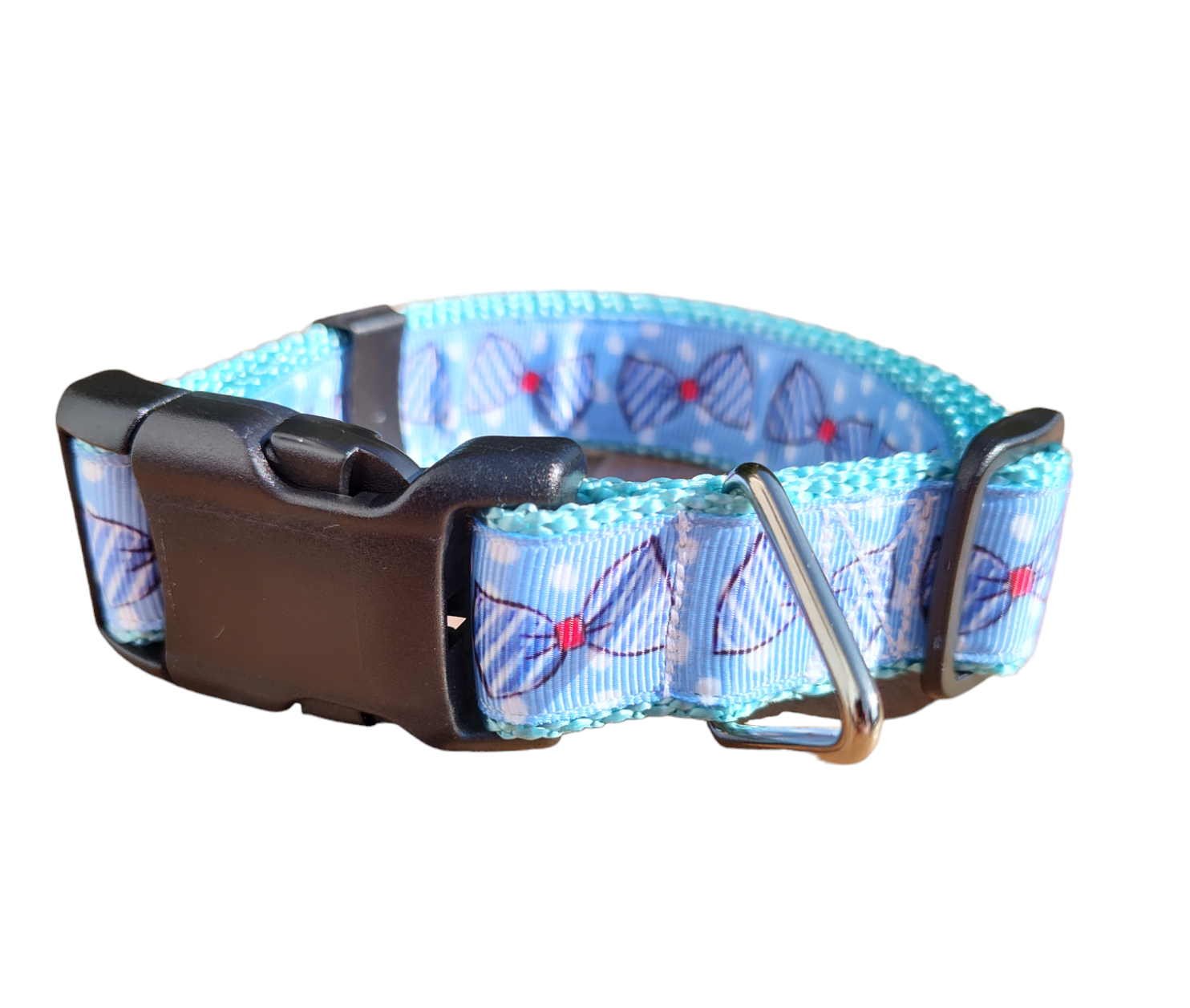 Blue Bow Ties Light Blue Nylon Dog Collar MD, LG, XL, Leash, Martingale - Doot's Pet LLC Collars For A Cause