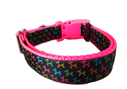 Balloon Dog Hot Pink Nylon Dog Collar MD, LG, XL, Leash - Doot's Pet LLC Collars For A Cause