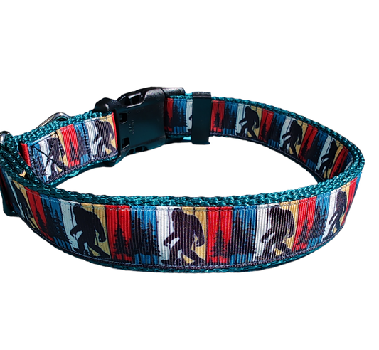 Bigfoot Sasquatch Green Nylon Dog Collar MD, LG, XL, Leash - Doot's Pet LLC Collars For A Cause