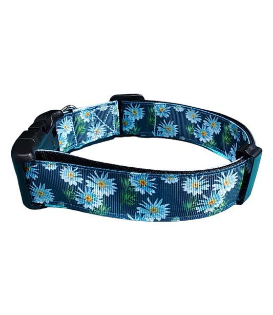 Watercolor Flowers Green Nylon Dog Collar MD, LG, XL, Leash - Doot's Pet LLC Collars For A Cause