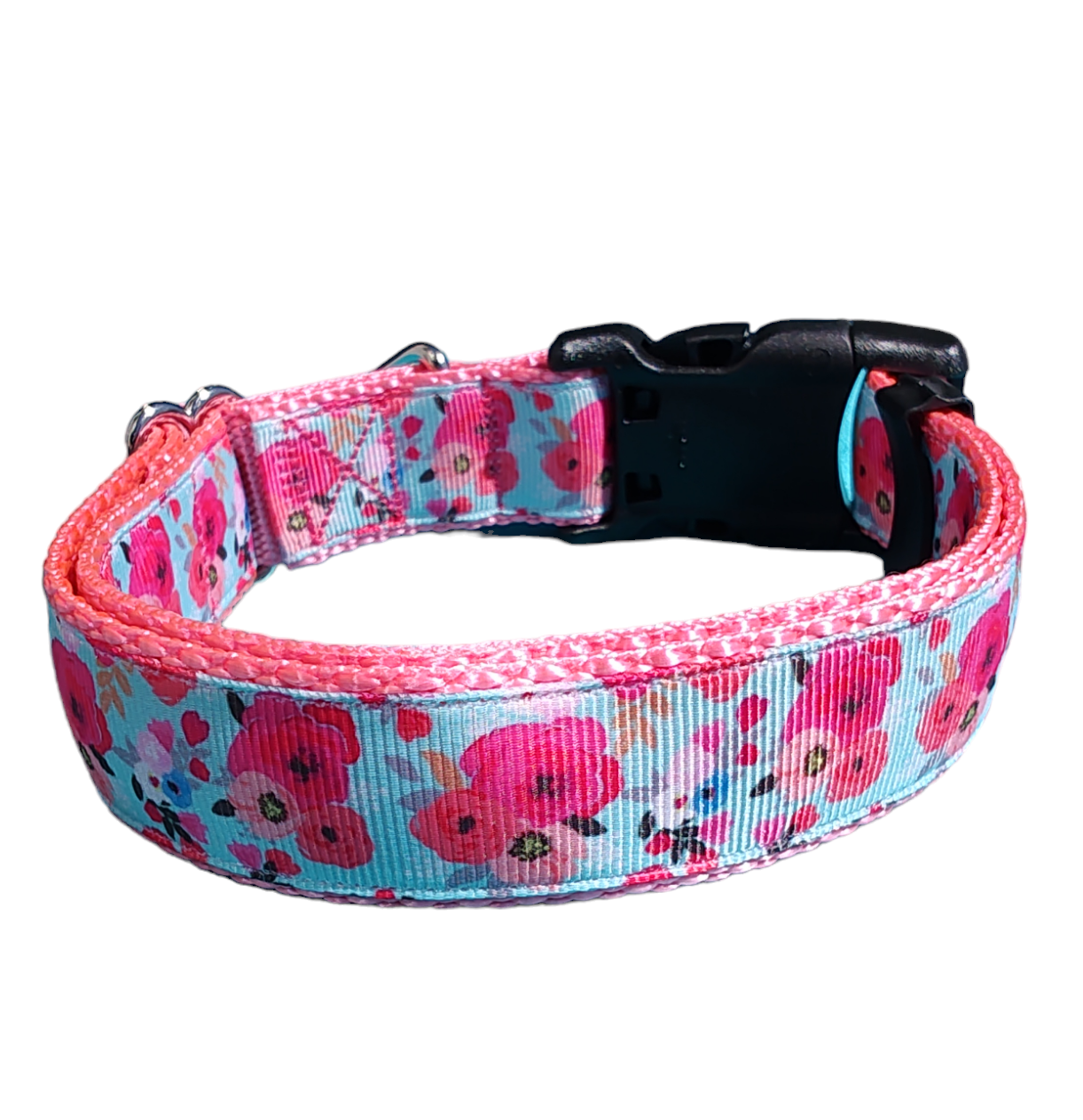 Pink Floral Nylon Dog Collar MD, LG, XL, Leash - Doot's Pet LLC Collars For A Cause