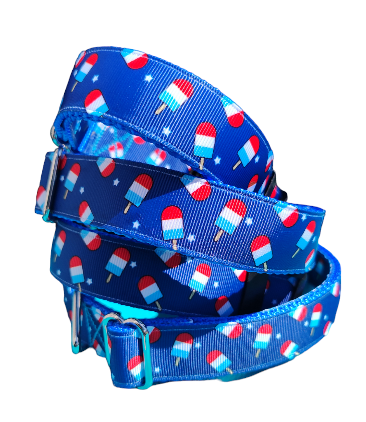 Summer Pop Blue Nylon Dog Collar MD, LG, XL, Leash - Doot's Pet LLC Collars For A Cause