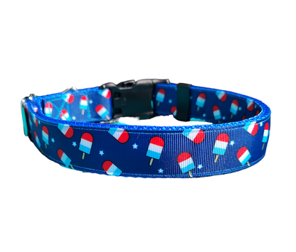 Summer Pop Blue Nylon Dog Collar MD, LG, XL, Leash - Doot's Pet LLC Collars For A Cause
