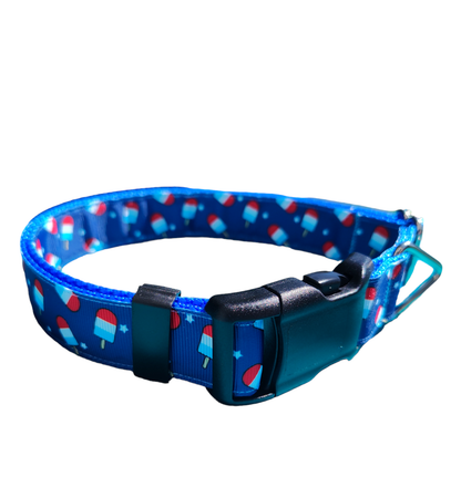 Summer Pop Blue Nylon Dog Collar MD, LG, XL, Leash - Doot's Pet LLC Collars For A Cause