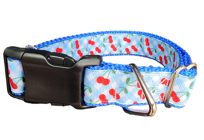 Gingham Cherries Nylon Dog Collar - Doot's Pet LLC Collars For A Cause