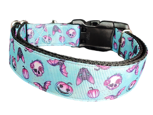 Halloween Blue Spooky Season Nylon Dog Collar - Doot's Pet LLC Collars For A Cause