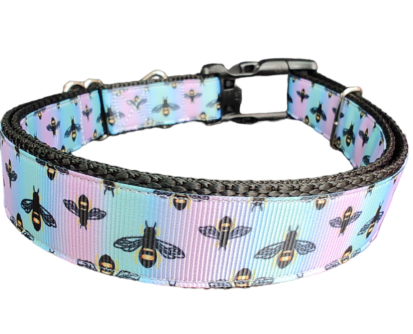 Rainbow Bees Nylon Dog Collar - Doot's Pet LLC Collars For A Cause