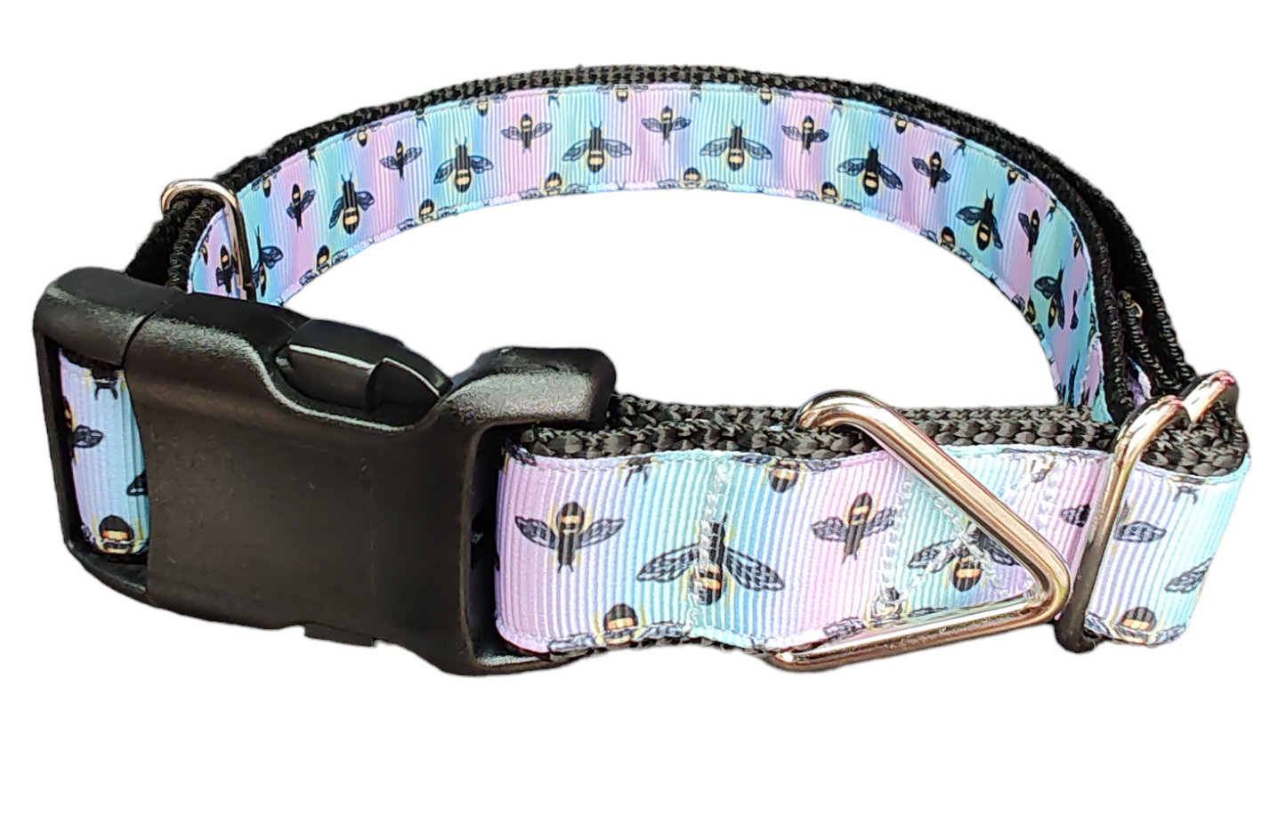 Rainbow Bees Nylon Dog Collar - Doot's Pet LLC Collars For A Cause