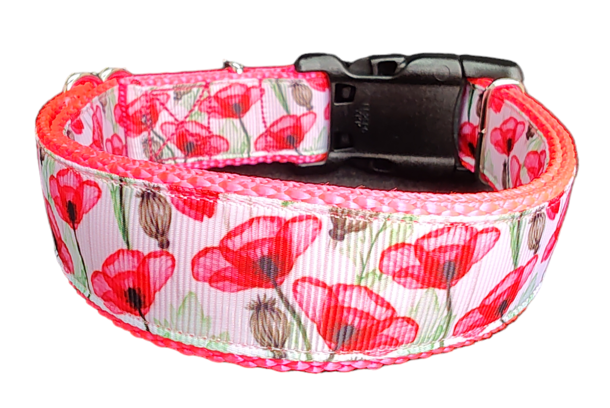 Poppies Nylon Dog Collar - Doot's Pet LLC Collars For A Cause