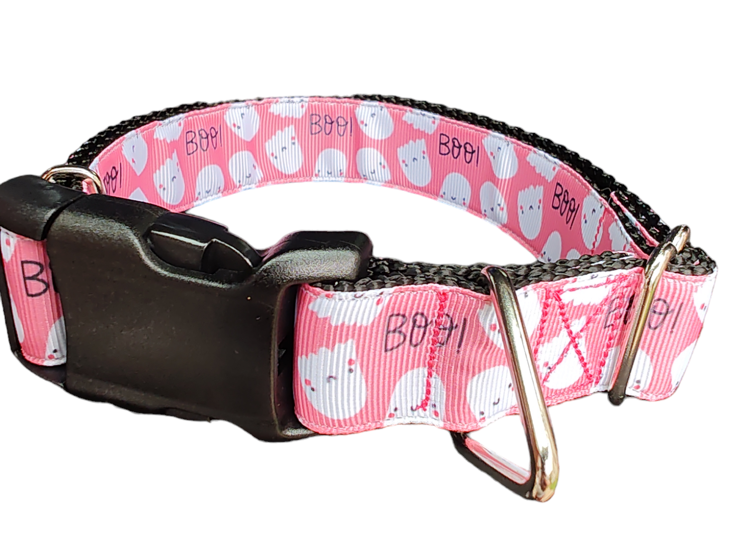 Halloween Pink Ghosts Nylon Dog Collar - Doot's Pet LLC Collars For A Cause