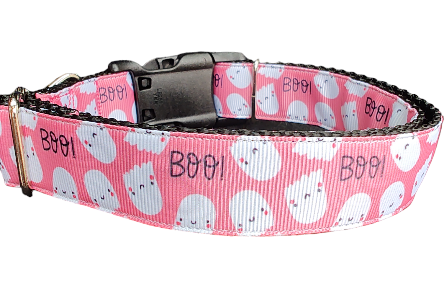 Halloween Pink Ghosts Nylon Dog Collar - Doot's Pet LLC Collars For A Cause