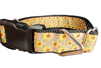 Sunflowers On Burlap Nylon Dog Collar - Doot's Pet LLC Collars For A Cause