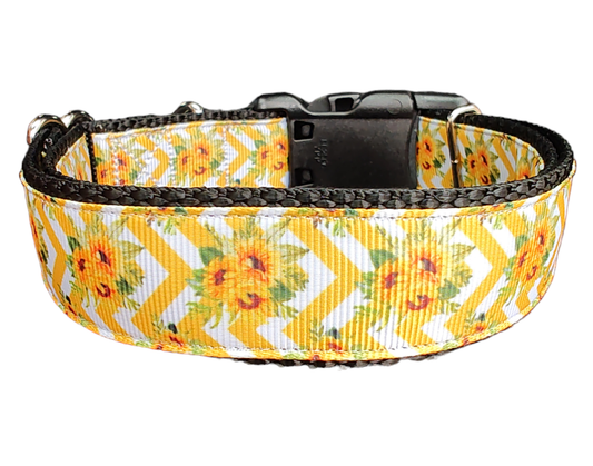 Sunflower Bouquet Nylon Dog Collar - Doot's Pet LLC Collars For A Cause