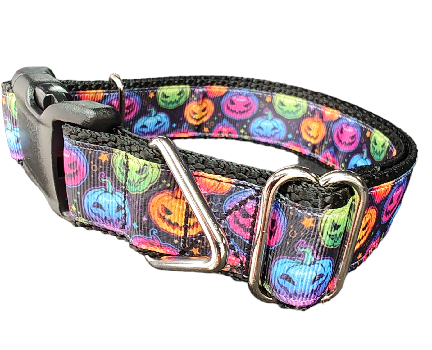 Halloween Colorful Jack O Lanterns Nylon Dog Collar - Doot's Pet LLC Collars For A Cause