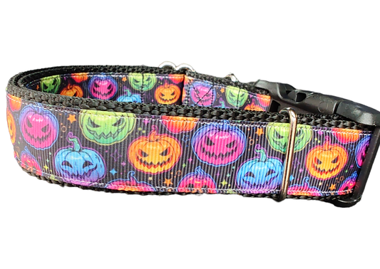 Halloween Colorful Jack O Lanterns Nylon Dog Collar - Doot's Pet LLC Collars For A Cause