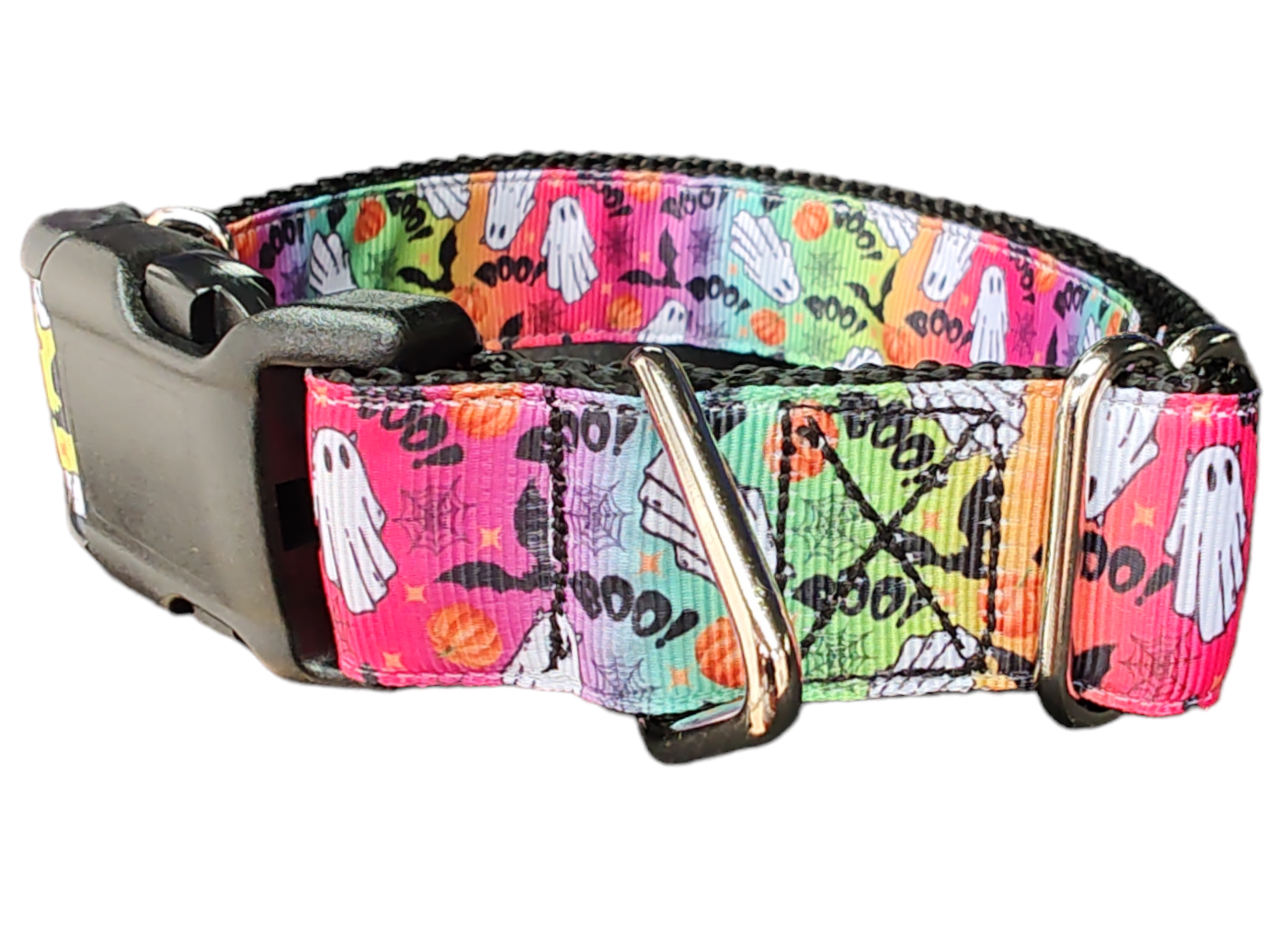 Halloween Rainbow Ghosts Nylon Dog Collar - Doot's Pet LLC Collars For A Cause