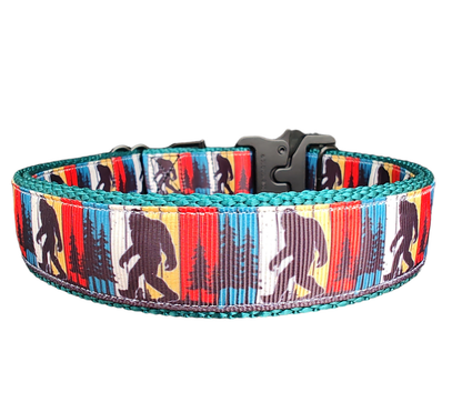 Bigfoot Sasquatch Green Nylon Dog Collar MD, LG, XL, Leash - Doot's Pet LLC Collars For A Cause