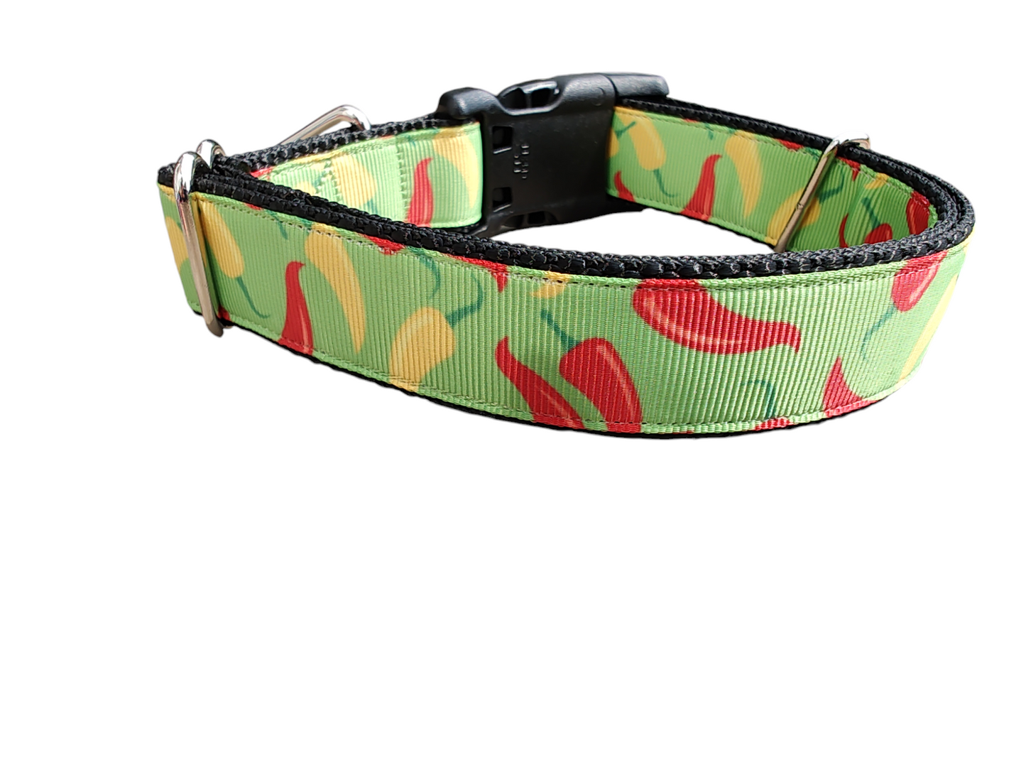 Spicy Colored Peppers Nylon Dog Collar