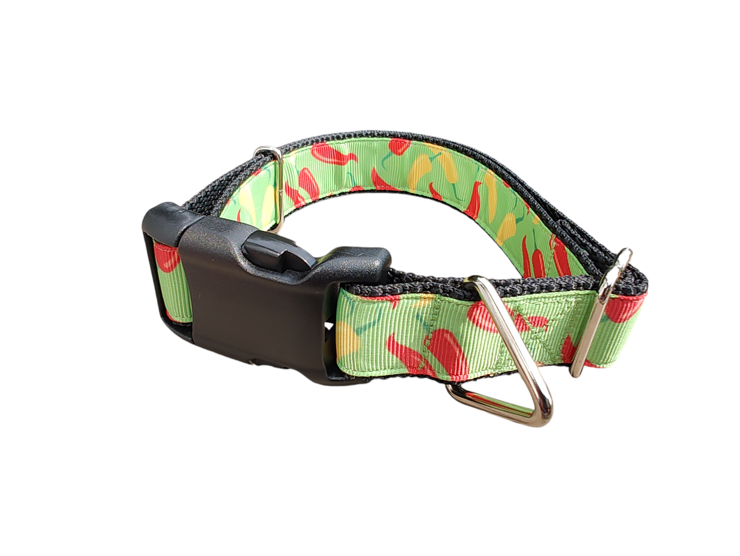 Spicy Colored Peppers Nylon Dog Collar